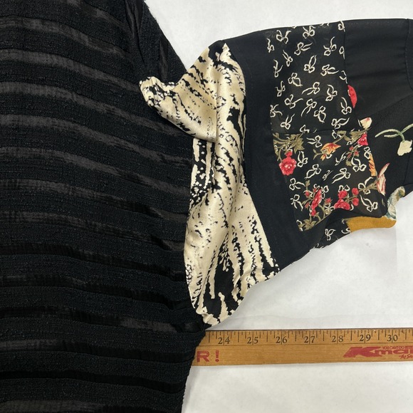 Long Patchwork Cardigan Zebra Print Mixed Fabric Black L Art to Wear Statement - Picture 10 of 10